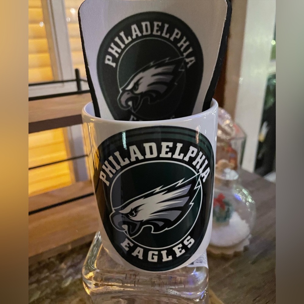 Philadelphia Eagles custom coffee mug w/matching coaster, NEW